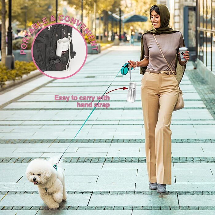 Складана пляшка для води для собак - портативна пляшка для тварин для собак та котів, для прогулянок, походів, подорожей (біла, 550 мл)