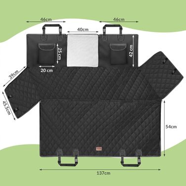 Захист для заднього сидіння автомобіля для собак Kingsleeve® - водовідштовхувальний, стійкий до подряпин, універсальний, з віконцем та фіксацією ременем безпеки