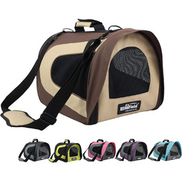 EliteField Deluxe Transportbox для тварин: м'яка переноска, гарантія 3 роки, сертифікована для авіаперевезень, різні розміри, 50.8 x 27.9 x 27.9 см, Колір: Коричневий+Бежевий