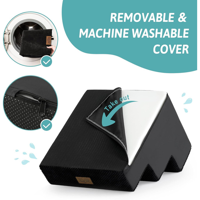 Сходинка для собак, 3 ступені, для ліжка, дивана, авто, 5 см, знімний чохол (60x5x5 см, чорний)