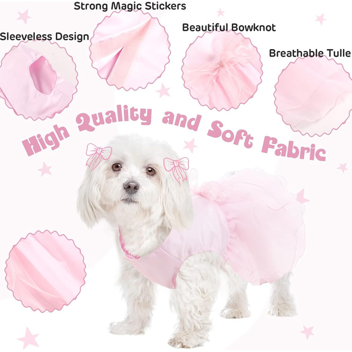 Сукня для собак на весілля: розкішний собачий балетний костюм принцеси, літня сукня для цуценят, сукня для собак на весілля з бантиком, для маленьких дівчаток (XS, Рожевий)