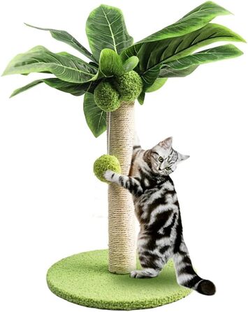Котячий будиночок Pawlickio з когтеточкою, зелені листки, когтеточки з сизалевого мотузка, котячі стовпчики для дому, котячі комплекси