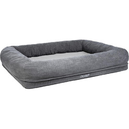 Ліжко для собак ONVAYA® з ортопедичним килимком | М'яке та затишне собаче ліжко-софа | Ліжко-диванчик з високим бортиком | Сірий колір, розмір S (82x64x18 см)