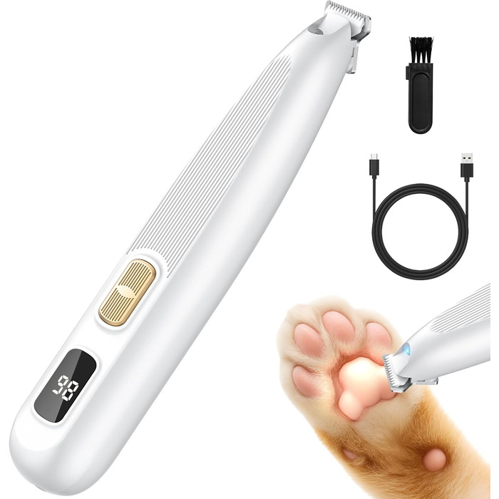 Триммер для лап собак YAZ EKY Leise - професійна машинка для грумінгу з LED-підсвічуванням, водонепроникний, USB-зарядка, для собак та котів