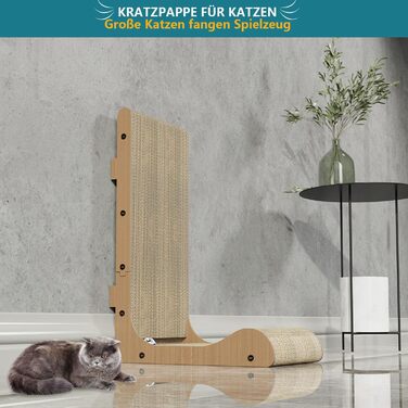 Кігтеточка для котів L-подібної форми, настінний монтаж, 60 см, вертикальна/горизонтальна, з іграшкою-кулькою, економія місця, довговічна конструкція для дому