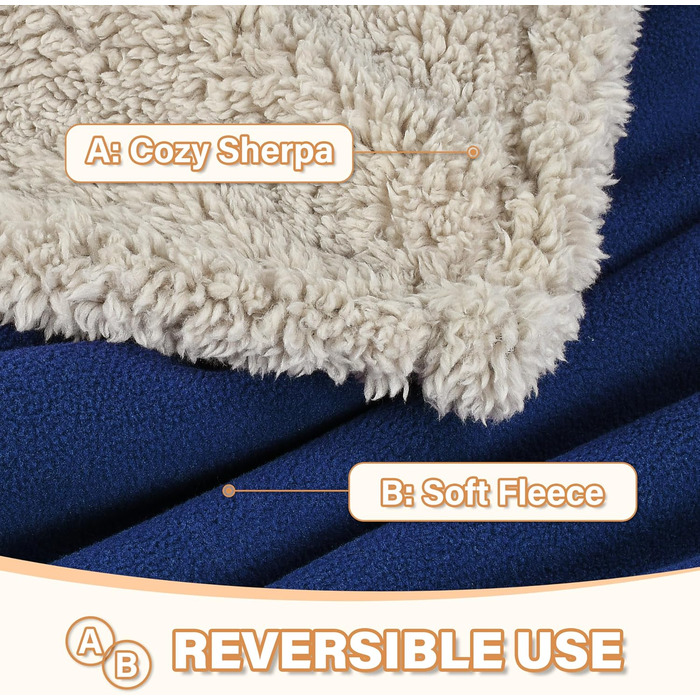 Водонепроникний плед Catalonia Classy: захист дивану та ліжка, 152 x 127 см, Navy/Taupe