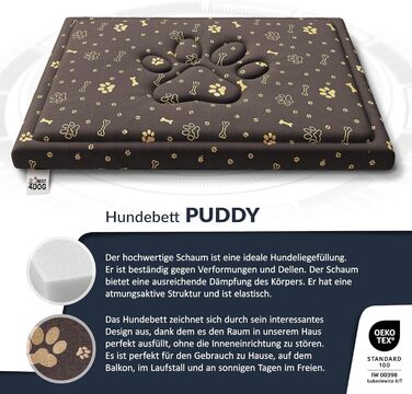 Килимок для собак FDM Puddy, 70x60 см, водонепроникний, з ефектом пам'яті, для маленьких собак, коричневий/золотий