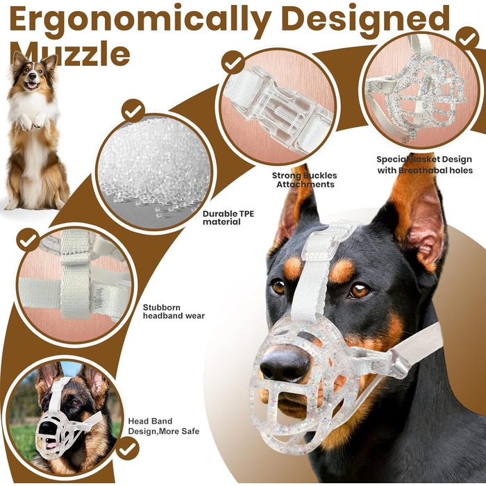 Майорка для собак: кошик-намордник для маленьких, середніх та великих собак. Легкий, дихаючий, запобігає кусанню та жуванню, дозволяє дихати та пити. Ідеально для дресирування, грумінгу. Прозорий, розмір 6