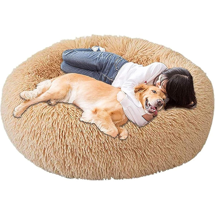 Крісло-ліжко для собак середніх та великих порід, бавовна, ортопедичне, зігріваюче, для заспокоєння, тепле, для дому (100см, хакі)