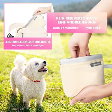 Лекарська сумочка для собак, сумка для тренування з практичним відкриванням однією рукою | Сумочка для собак для тренування та виховання цуценят | Сумка для прогулянок з собакою з диспенсером для пакетів та гачком для кріплення. Білий колір