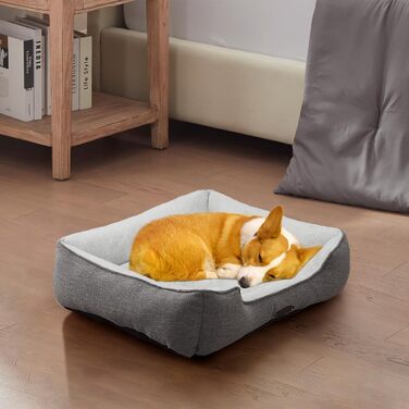 Ліжко для собак середніх порід, котяче ліжко, заспокійливе ліжко для собак, зручне, довговічне, з двостороннім та пральним подушкою, Сірий (M, Сірий) 60х53 см, Сірий