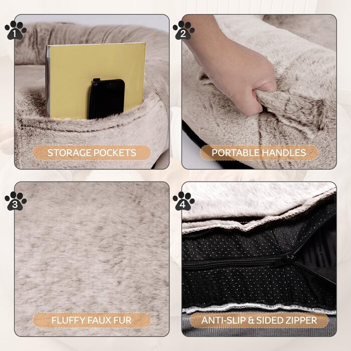 Ліжко для собак та людей NESTROAD, 180x114x35 см, знімний чохол з штучного хутра та ковдрою, велике ліжко-мішок для відпочинку, колір: верблюжий