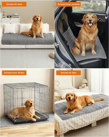 Водонепроникний килимок для собак, захист дивану та авто, 130x100 см, сірий CTH017G