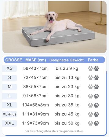 Ортопедичне ліжко для собак KSIIA, великі породи, 104x68x8 см, знімний, сірий