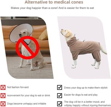 Піжама для великих собак Haustier, 6XL, кавовий, еластична, для дорослих собак