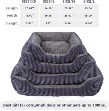 Ортопедичне ліжко для собак середнього розміру TWDEPART, сіре, 89 x 63 см, знімний чохол, антиковзаюче