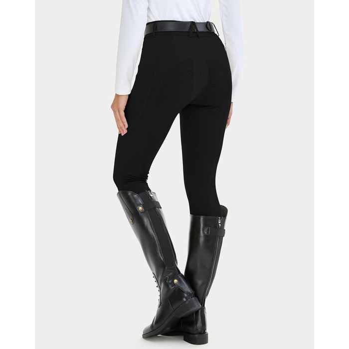 Легінси для верхової їзди HMILE жіночі з силіконовим тисненням, висока талія, еластичні, з кишенею для телефону та петлями для ременя (Чорний, XXL)
