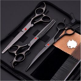 Набір ножиць для грумінгу собак: нержавіюча сталь, прямі та вигнуті леза