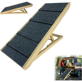 Рампа для собак YRHome, 100x40x60 см, дерев'яна, для великих собак та котів, до 100 кг, регульована висота, антиковзаюча, для ліжка, дивана, авто