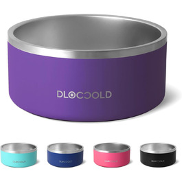 DLOCCOLD Подвійний ізольований миска для корму та води з нержавіючої сталі 1,8 л, нековзна, з гумовим дном для середніх і великих собак та котів