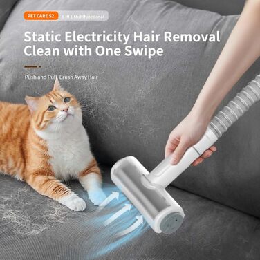 Набір для догляду за домашніми тваринами Fudajo, білий, 6 в 1: машинка для стрижки шерсті з пилососом, набір для блискучого хутра