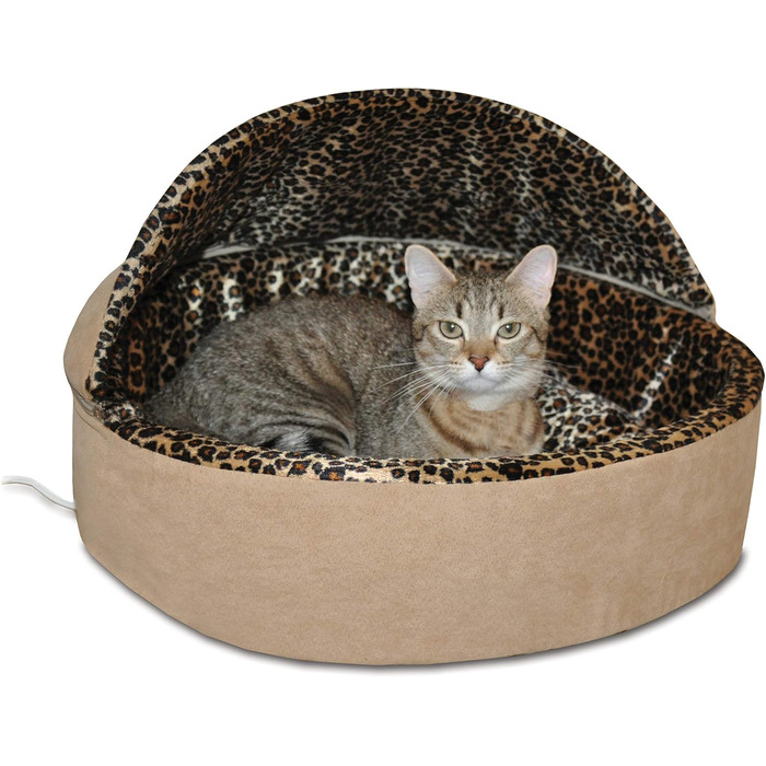 Підігріте ліжко для котів K&H Thermo-Kitty, 40,6 см, 4 Вт, світло-коричневе, леопардовий принт