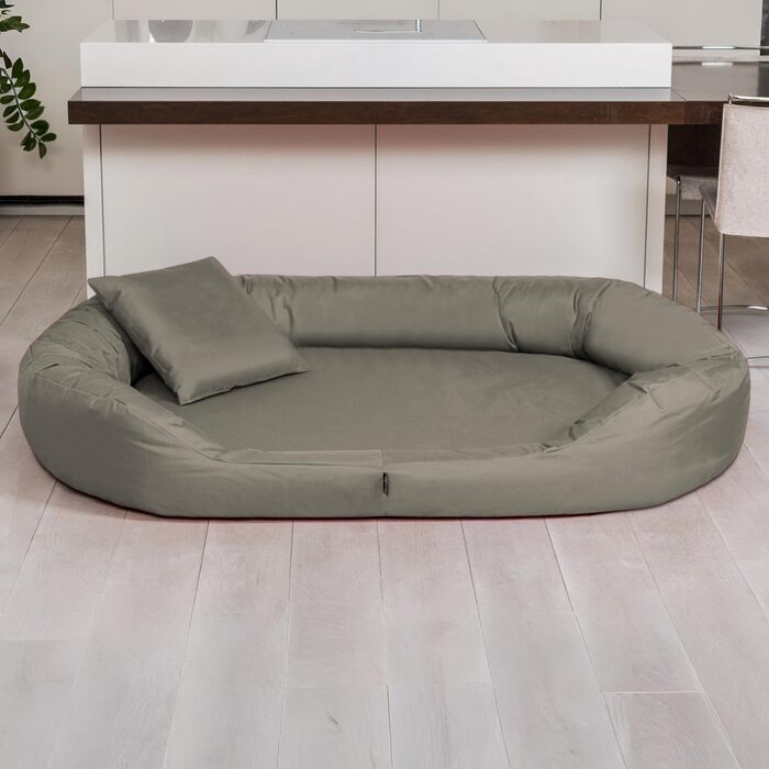 Ортопедичне ліжко для собак Tierlando® Sammy з віскоеластичним матрацом та високим бортиком з міцного поліестеру. Розмір: 140x105 см, колір: (34 Темно-бежевий, 170x110 см (внутрішні розміри: 120x85 см))