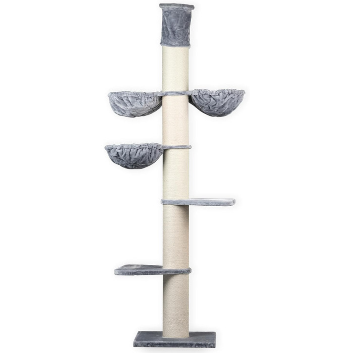 Когтеточка для великих котів RHRQuality Maine Coon Tower Plus, до 295 см, товсті стовпи 20 см, світло-сіра