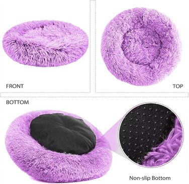 М'яке ліжко для собак та котів PETCUTE, кругленьке, фіолетове (M)