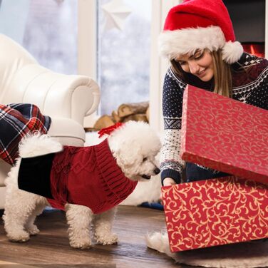 Теплий пуловер для собак ASENKU: для малих та середніх собак, осінь-зима, теплий, з коміром, червоний