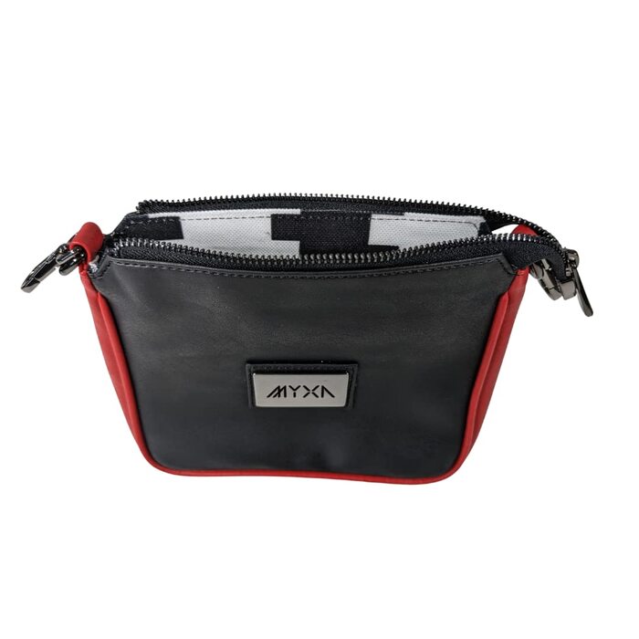 Сумка-переноска для собак MYXA Classi, авіапереноска, сумочка для собак з відстібним дашком (з кишенею), червоний колір, з ручками та клатчем