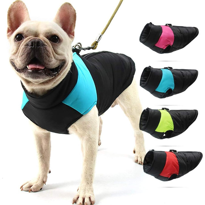 Водонепроникний зимовий пуховик для собак, теплий халат для маленьких та середніх собак, синій, розмір M