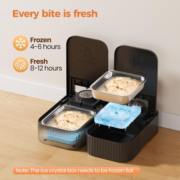 Автоматичний дозатор корму для котів та собак: 700 мл, з таймером на 48 годин, з мисою, нержавіюча сталь