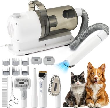 Набір для грумінгу собак 3-в-1: машинка для стрижки, пилосос, тример, щітки, гребені (ємність 2,5 л, 48 дБ, шланг 2 м)