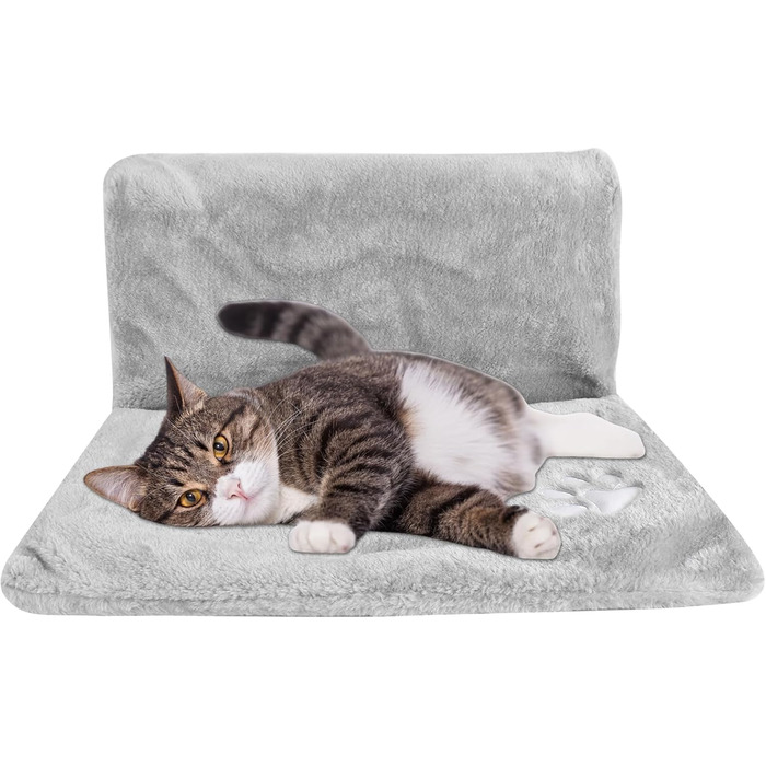 Килимок для кота на радіатор Dokeno, підвісна лежанка-гамак, теплий лежак для котів, лежанка-гамак для котів з м'яким плюшевим покриттям, зручна підвісна лежанка для котів на будь-який радіатор, 46x30x25 см