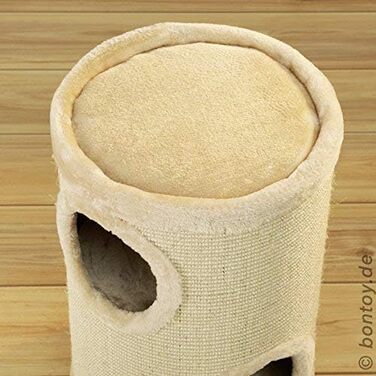 Драпальня для котів Bontoy Buddy, кремовий колір, 36 x 55 см, з м'яким лежанкою, 2 хованки