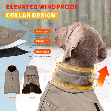Водонепроникний теплий зимовий одяг для собак PETCUTE: куртка-жилет з отвором для шлейки, XXL, коричнева
