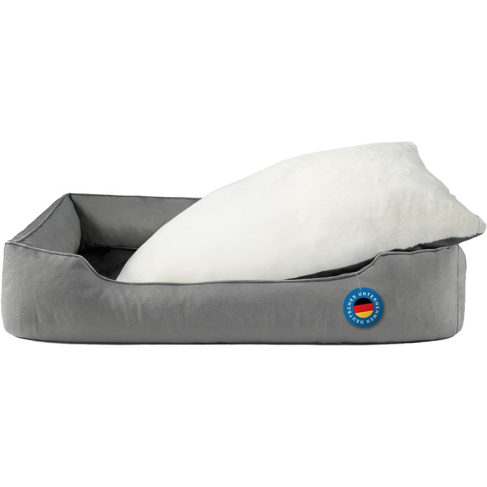 Крісло-ліжко для собак середніх та великих порід Zedelmaier, 90х68х19 см, з водонепроникним матрацом, стійке до подряпин, сіре, двостороннє