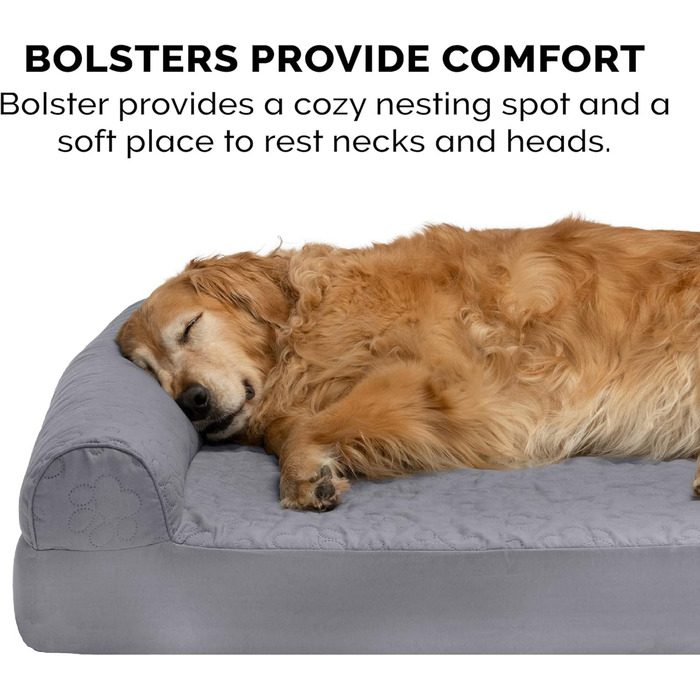 Ліжко для собак Furhaven великого розміру з ортопедичним матрацом, стиль дивана, знімний, пральний чохол (76 x 51 x 15 см, сірий титан)