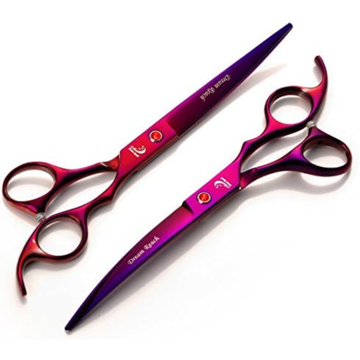 Набір для стрижки тварин, професійні ножиці для грумінгу собак та котів, 7.0 дюймів, фінішна ножиця, гребінець для догляду за шерстю, фіолетовий колір
