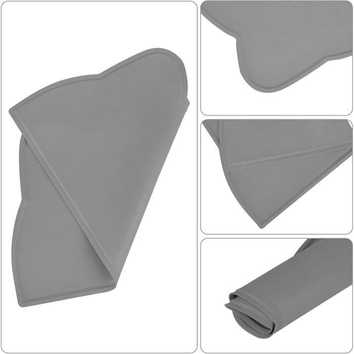 Килимок для котячого корму, силіконовий, неслизький, водонепроникний, сірий (темно-сірий)