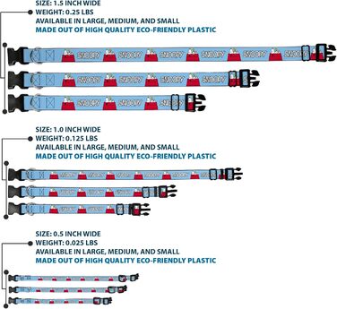 Нашийник для собак Peanuts Snoopy та Woodstock з блакитною пластиковою пряжкою, 17.8-21.6 см, ширина 1.3 см