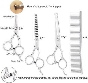 Набір для грумінгу собак та котів: професійна сталева ножиця з безпечною насадкою