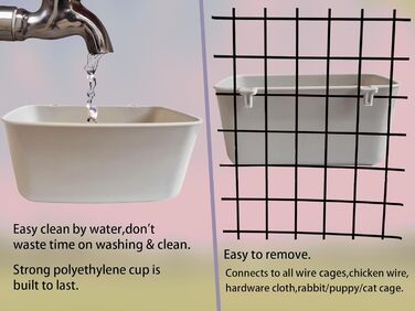 Кормушка для клітки AMZSYLV для кроликів, птахів, 600 мл, для корму та води, ласощів, цуценят, підвісна годівниця, миска, 26 шт., сіра