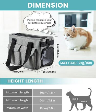 Транспортна переноска для котів та собак Happy Hachi, складана, з регульованим плечовим ременем, з м'якою оббивкою, для авіаперельотів, туристична переноска