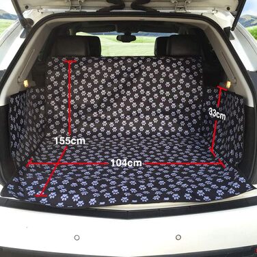 Захист для багажника автомобіля від бруду та вологи для собак, водовідштовхувальна захисна ковдра з боковими бар'єрами, чорний, M (155x105x33 см)