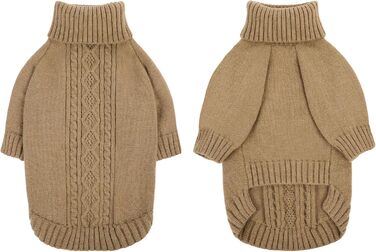 Теплий зимовий пуловер для собак (L, Коричневий) - пуловер для маленьких, середніх собак, цуценят та котів