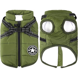 Зимова куртка для собак Aiboria: вітронепроникна, водонепроникна, 2-в-1, тепла, зелена, для цуценят та малих порід