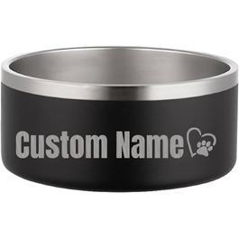 Персоналізований миска для собак та котів - нержавіюча сталева миска з іменем, неслизька миска для собак та котів, миска для води (Чорний)