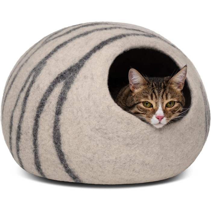 Еко-лежак-печера для котів MEOWFIA з 100% мериносової вовни